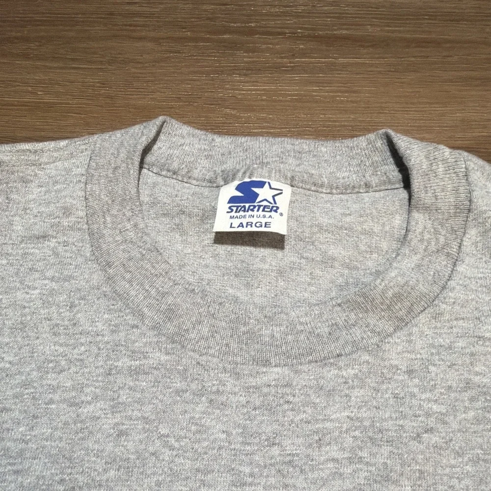 Vintage 90s Chicago Bulls Starter T-Shirt Gray Mens LARGE NBA USA Embroidered - Picture 5 of 12